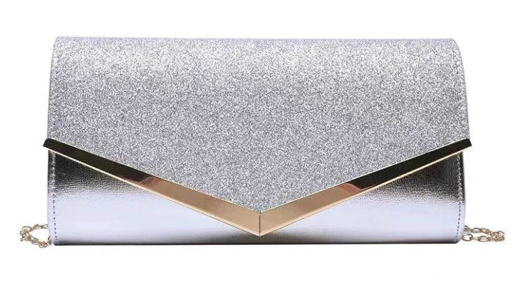 Mandotos Glitzy striped sequin satchel with shiny sequins and a stylish design, perfect for evening or special occasions.