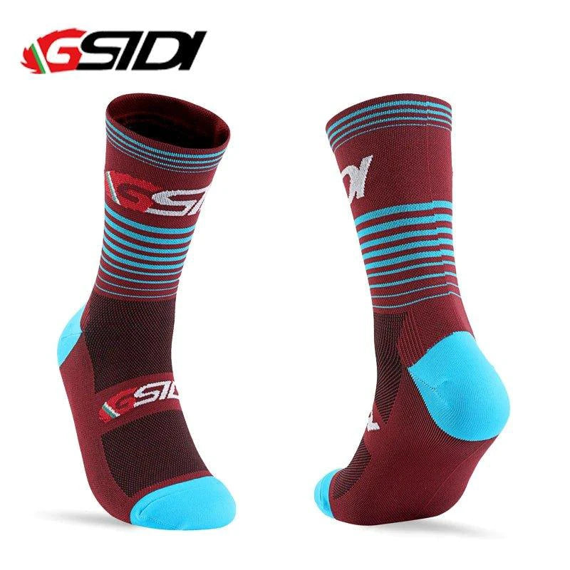 Mandotos Gsidi high-quality compression cycling socks for men and women, ideal for outdoor biking and running sports.
