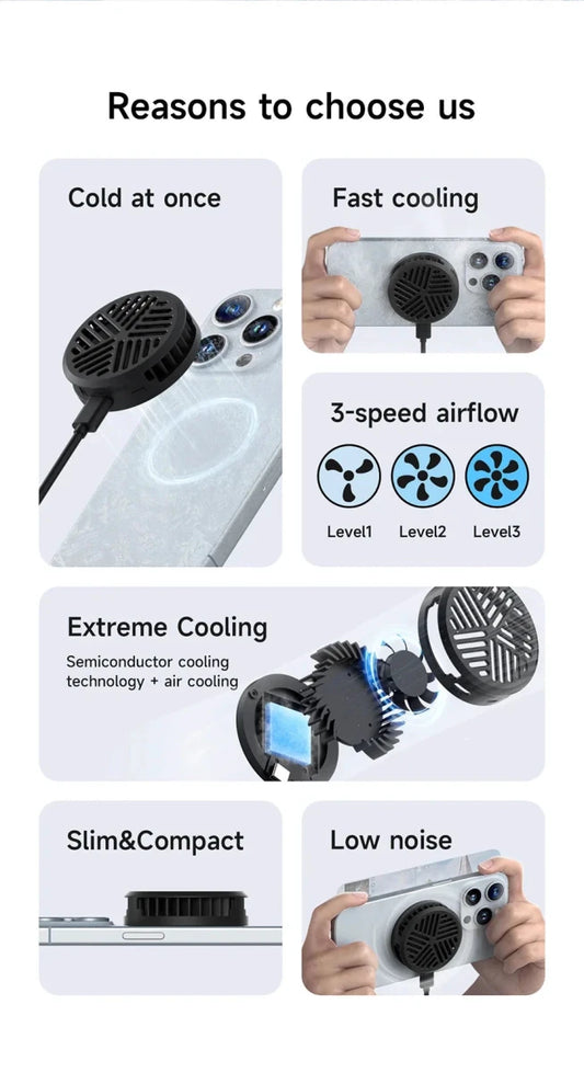 Hagibis Magnetic Cell Phone Cooler Universal Cooling Fan Mobile Phone Radiator for iPhone 16 Pro Black Shark Gaming Live Stream - MANDOTOS