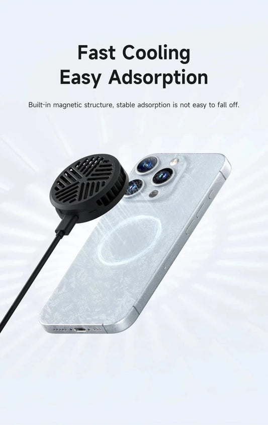 Hagibis Magnetic Cell Phone Cooler Universal Cooling Fan Mobile Phone Radiator for iPhone 16 Pro Black Shark Gaming Live Stream - MANDOTOS