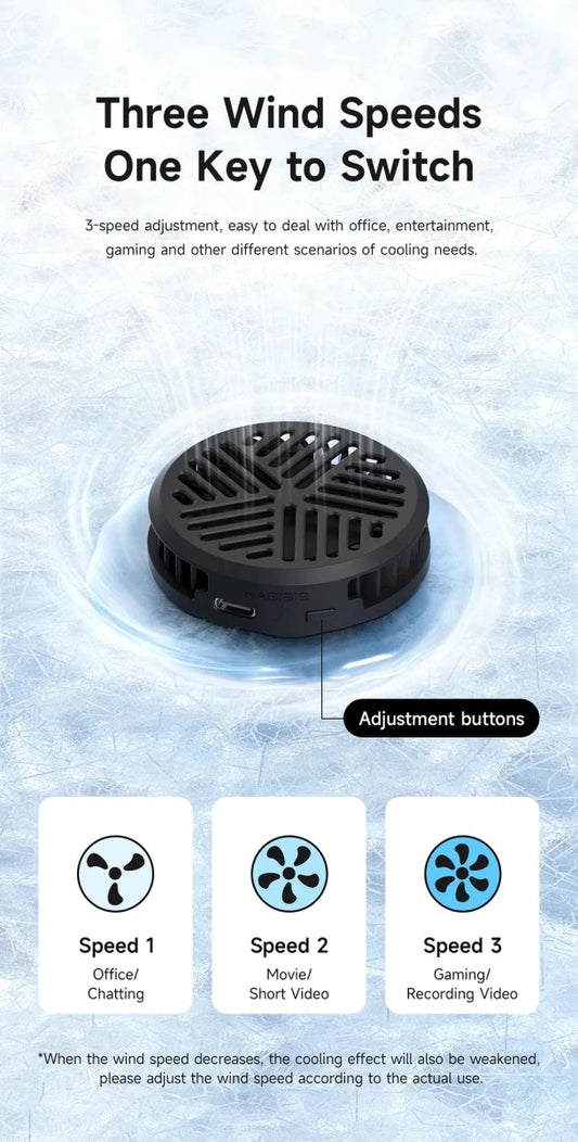Hagibis Magnetic Cell Phone Cooler Universal Cooling Fan Mobile Phone Radiator for iPhone 16 Pro Black Shark Gaming Live Stream - MANDOTOS