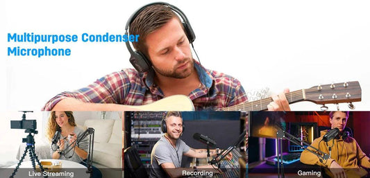 Mandotos Haomuren USB streaming podcast microphone kit with boom arm, pop filter, and stand for high-quality audio recording.