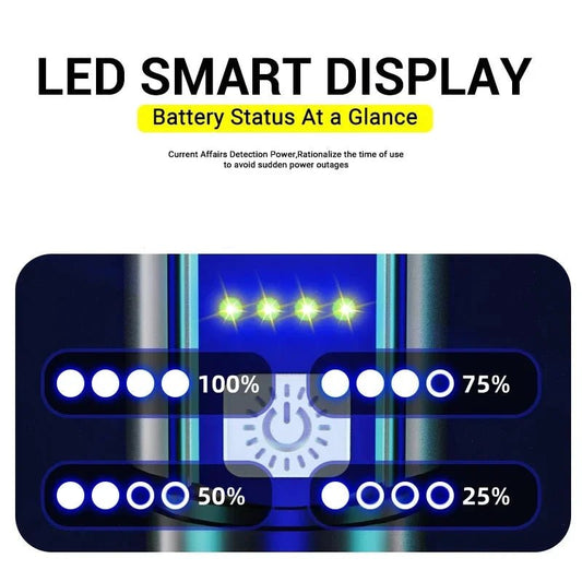 Mandotos high-power LED flashlight with 2000LM, tactical design, display light, USB charge, suitable for camping, fishing, and emergencies.