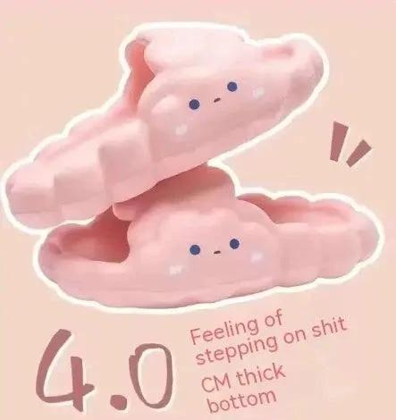 Mandotos home bathroom slippers with cloud pattern, slip-resistant design, soft fabric for comfortable indoor use.