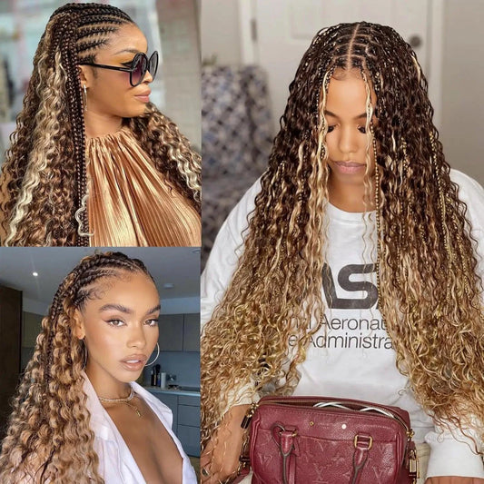 Mandotos 100g deep wave human braiding hair bulk with curly, no-weft human hair extensions for boho braid styles.