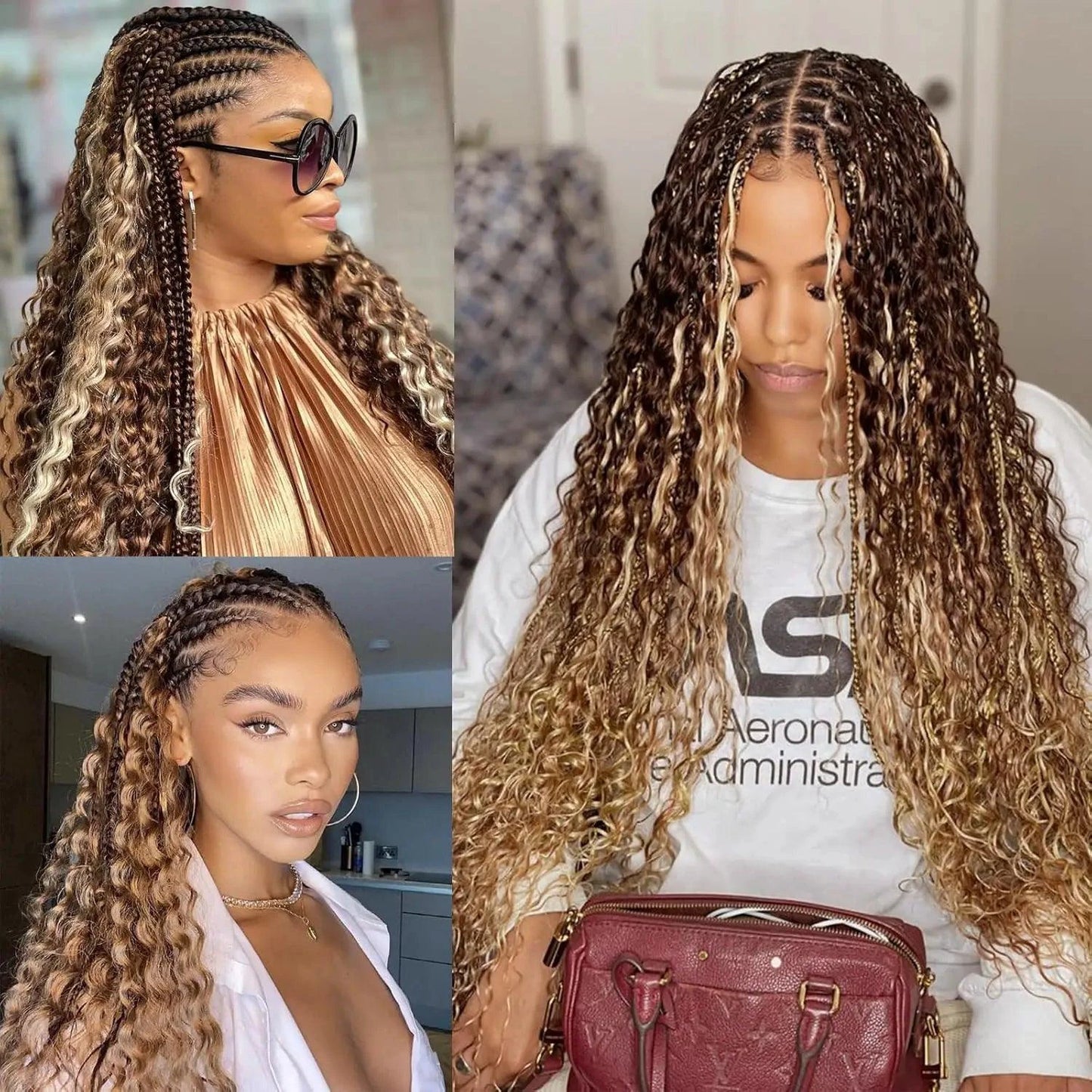 Mandotos 100g deep wave human braiding hair bulk with curly, no-weft human hair extensions for boho braid styles.