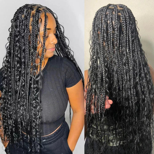 Mandotos human braiding hair 100g deep wave curly hair bulk for boho braids, no weft, suitable for extensions and intricate styles.