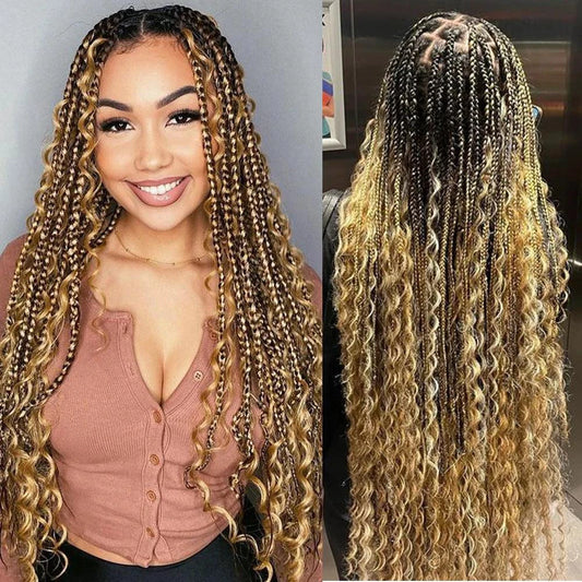 Mandotos 100g deep wave human braiding hair bulk for braids, curly no-weft human hair extensions for boho hairstyles.