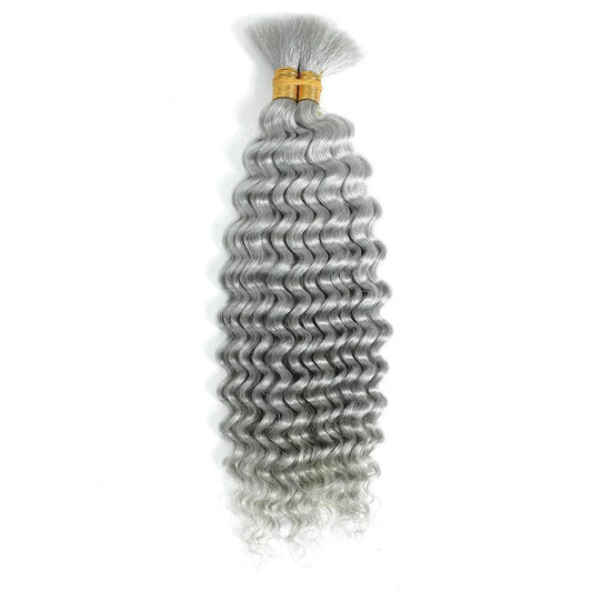 Mandotos 100g deep wave human braiding hair bulk in curly style, ideal for boho braids and no-weft hair extensions.