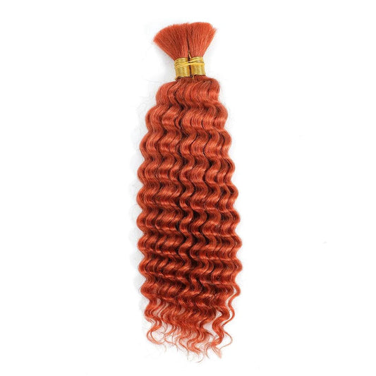Mandotos deep wave human braiding hair bulk, 100g, curly no-weft human hair extensions for boho braids and styling.