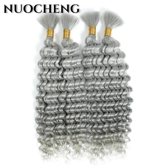 Human Braiding Hair 1 Bundle 20 Inch Human Hair Bundles for Braiding Highlight P4/27 Color Deep Wave Bulk Human Hair Bundles - MANDOTOS
