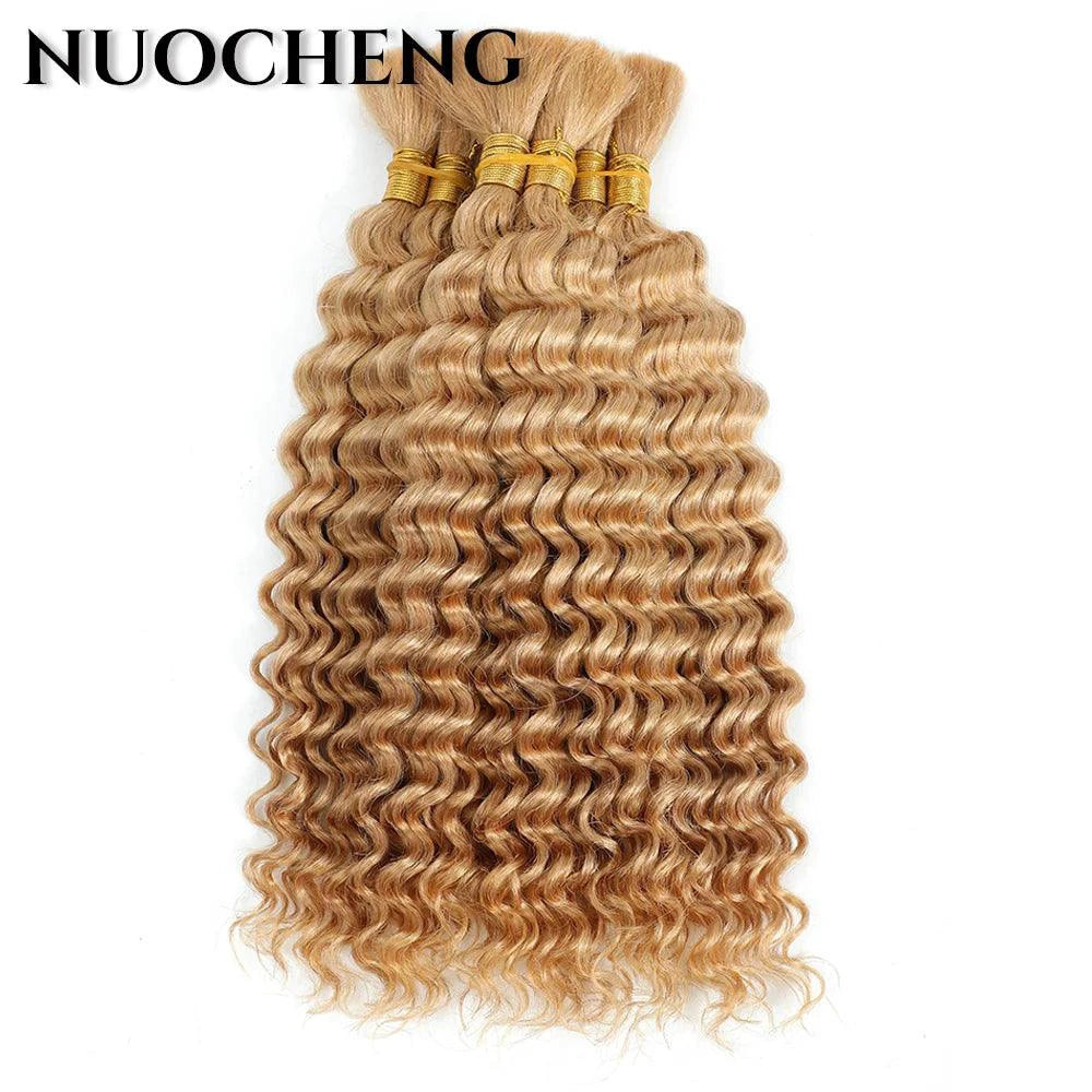 Human hair 20-inch deep wave highlight braiding bundle in P4/27 by MANDOTOS, perfect for creating gorgeous braided hairstyles.