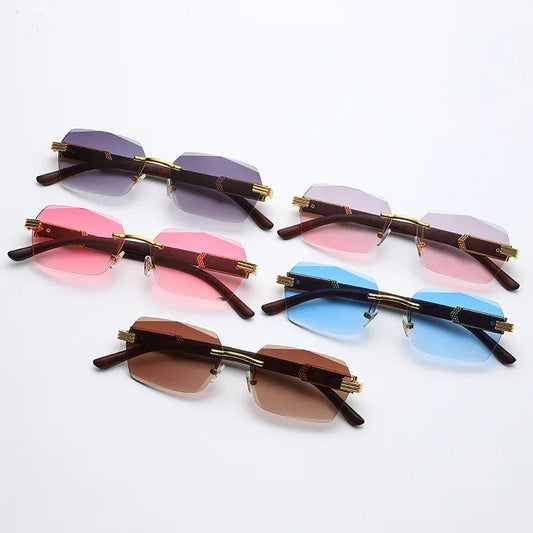 Mandotos International 2024 trendy square sunglasses with wood grain metal frame and personalized PC design