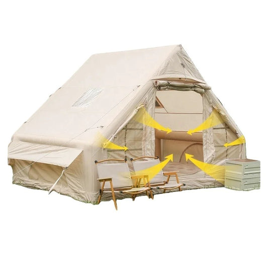 Mandotos International 2025 LA large luxury outdoor inflatable family tent, waterproof and durable for camping and travel.