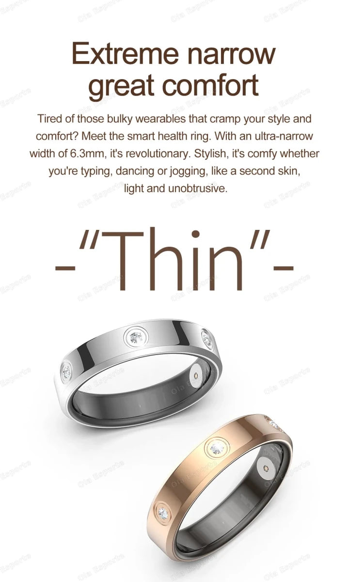2025 Smart Ring Women Men Super narrow 6.3mm Heart Rate Health Stress measurement Monitor IP68 Waterproof Fashion Sports Rings - MANDOTOS INTERNATIONAL