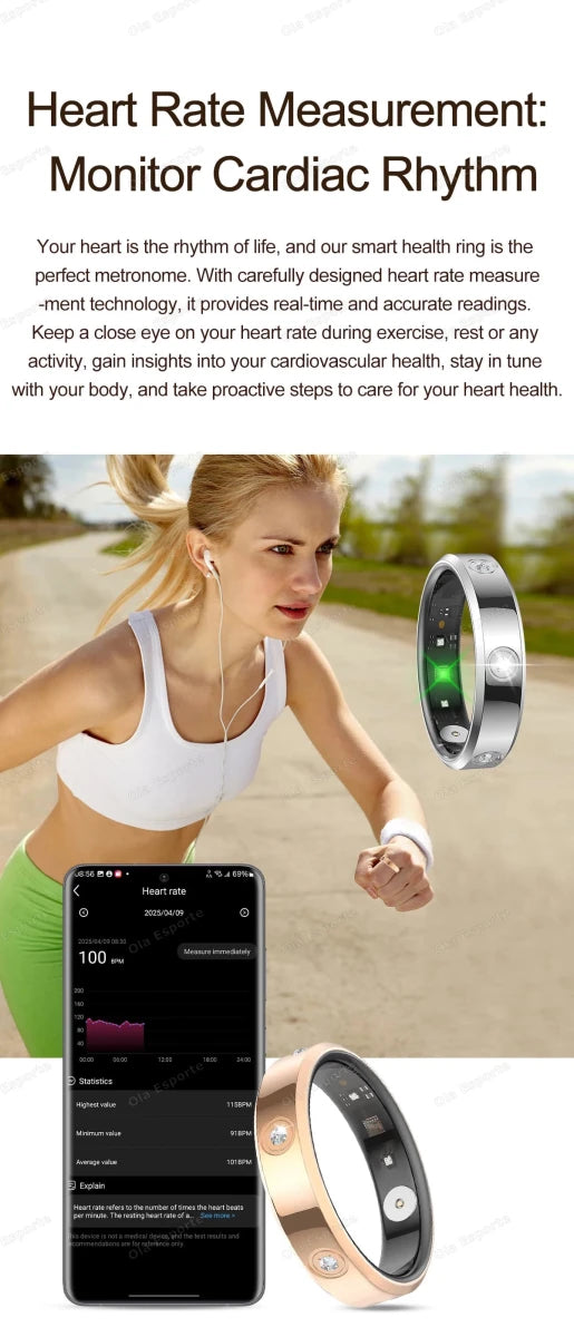 2025 Smart Ring Women Men Super narrow 6.3mm Heart Rate Health Stress measurement Monitor IP68 Waterproof Fashion Sports Rings - MANDOTOS INTERNATIONAL