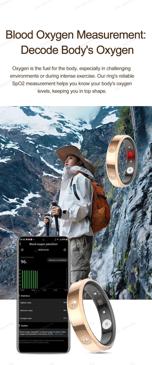 2025 Smart Ring Women Men Super narrow 6.3mm Heart Rate Health Stress measurement Monitor IP68 Waterproof Fashion Sports Rings - MANDOTOS INTERNATIONAL