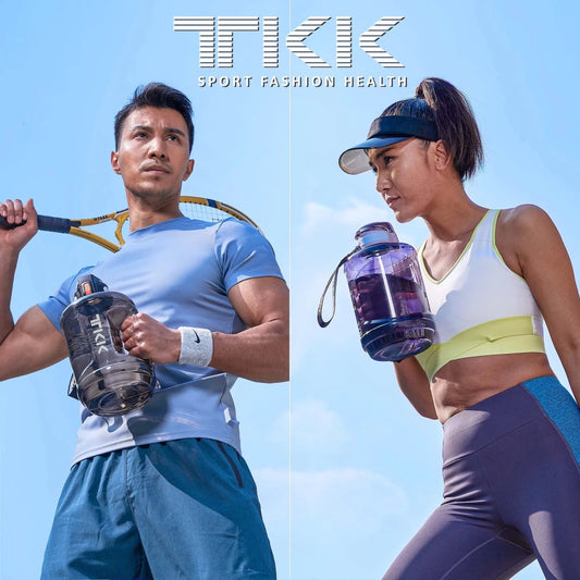 Mandotos International 2L BPA-free Tritan water bottle with custom logo and straw, ideal for gym and outdoor hydration.