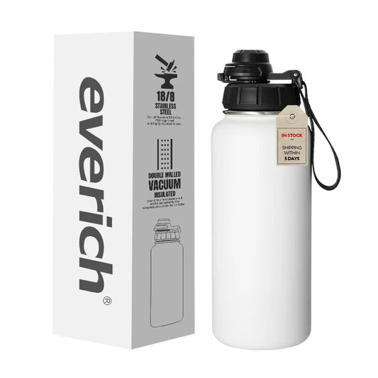Mandotos International 32oz insulated stainless steel sports water bottle for gym, outdoor, and travel use.