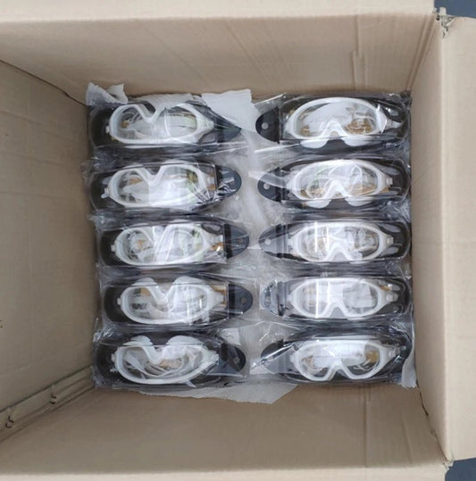 Adult Women swim goggles with clear lens and no-leaking design, sports sunglasses with a transparent frame by MANDOTOS INTERNATIONAL.