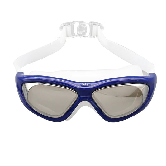 Adult women swimming goggles with clear lens and no-leak design, featuring a clear frame and sports style by MANDOTOS INTERNATIONAL.