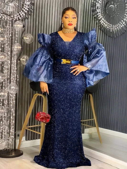 African women's 2-piece Ankara dashiki outfit with tops and skirts, plus size wedding and party attire by MANDOTOS INTERNATIONAL.