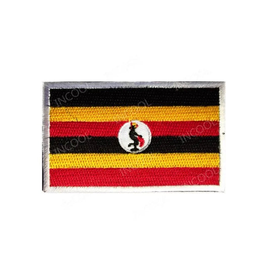 Embroidery patches of African flags and badges from Morocco, Nigeria, Gabon, Libya, and Namibia by MANDOTOS INTERNATIONAL.