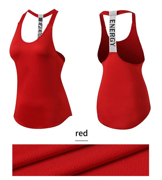 Black sleeveless yoga top for women by MANDOTOS INTERNATIONAL, backless fitness shirt with a comfortable fit for active wear.