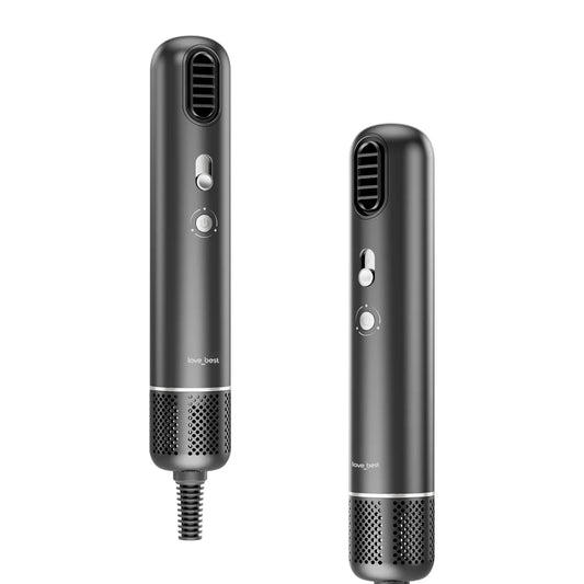 Mandotos International BLDC motor ionic hair dryer with portable design and low noise for travel and home use, FCC certified.