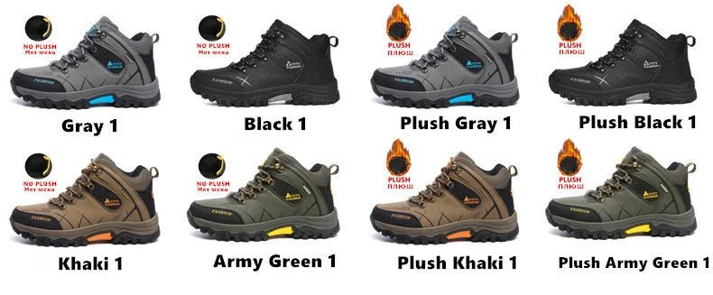 Brand Men Winter Snow Boots Waterproof Leather Sneakers Super Warm Men's Boots Outdoor Male Hiking Boots Work Shoes Size 39-47 - MANDOTOS INTERNATIONAL