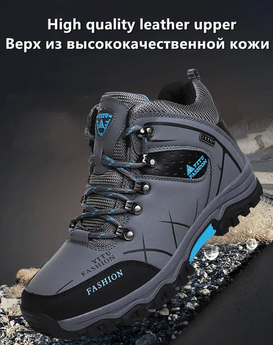 Brand Men Winter Snow Boots Waterproof Leather Sneakers Super Warm Men's Boots Outdoor Male Hiking Boots Work Shoes Size 39-47 - MANDOTOS INTERNATIONAL