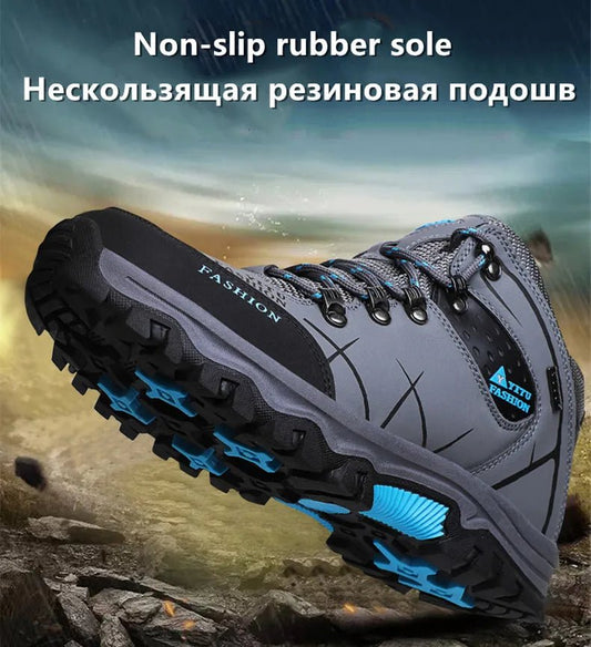 Brand Men Winter Snow Boots Waterproof Leather Sneakers Super Warm Men's Boots Outdoor Male Hiking Boots Work Shoes Size 39-47 - MANDOTOS INTERNATIONAL