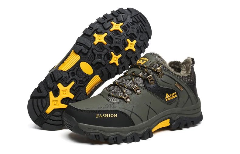 Brand Men Winter Snow Boots Waterproof Leather Sneakers Super Warm Men's Boots Outdoor Male Hiking Boots Work Shoes Size 39-47 - MANDOTOS INTERNATIONAL