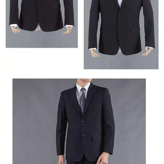 Mandotos International men's casual two-piece suit with cotton fabric, youthful style, perfect for business and office wear in spring and summer.