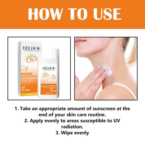 Mandotos International EELHOE Sunscreen Lotion with SPF 50, hydrating UV protection, creamy texture, and broad-spectrum sun defense