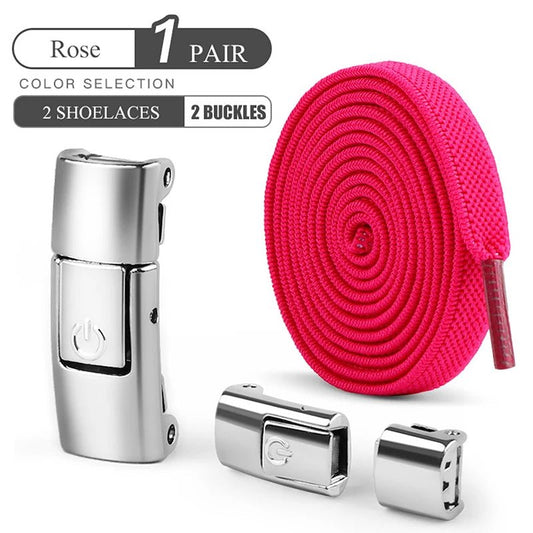 Elastic no-tie shoelaces with press lock for sneakers, suitable for kids and adults, by MANDOTOS INTERNATIONAL.