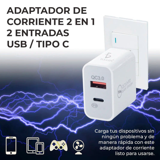 Mandotos International ELEGATE 20W USB-C Turbo Charger with QC3.0 for smartphones and laptops, compact and efficient charging device.