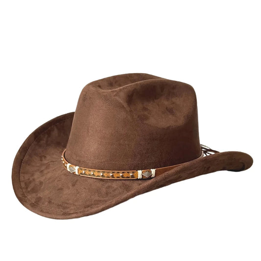Embellished unisex cowboy hat by MANDOTOS INTERNATIONAL with decorative accents, perfect for stylish outdoor adventures.
