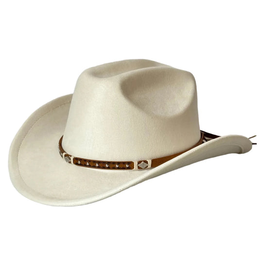 Embellished unisex cowboy hat with decorative accents, perfect for stylish outdoor adventures by MANDOTOS INTERNATIONAL.