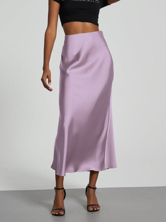 European American Style Satin Midi Skirt Wholesale In Stock - MANDOTOS INTERNATIONAL