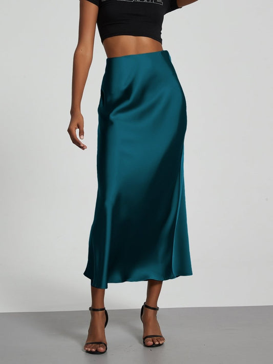 European American Style Satin Midi Skirt Wholesale In Stock - MANDOTOS INTERNATIONAL