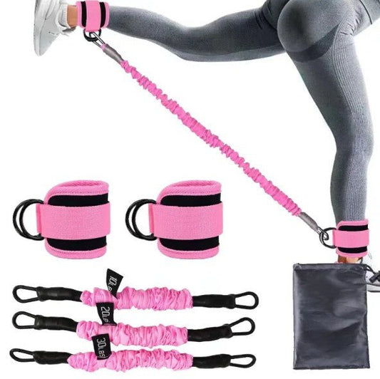 Mandotos International FlexFit ankle resistance bands for strength training and lower body workouts.