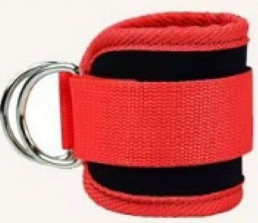 Mandotos International FlexFit ankle resistance bands on a white background, showcasing adjustable elastic fitness equipment.