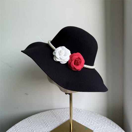 French style fedora hat for women with a wide brim, made of felt, suitable for winter and autumn, by MANDOTOS INTERNATIONAL.