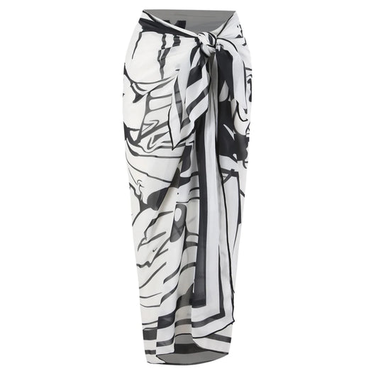 High Quality Swimwear Fabric Women Print Sarong Swimsuit Beach Coverup Wrap Skirt Pareo 2Pcs Bikini Set Custom Logo Bathing Suit - MANDOTOS INTERNATIONAL