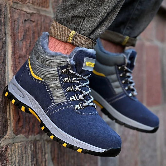 High Quality Winter Boots Men Steel Toe Cap Safety Boots Work Shoes Men Puncture-Proof Work Boots Plush Warm Safety Shoes male - MANDOTOS INTERNATIONAL