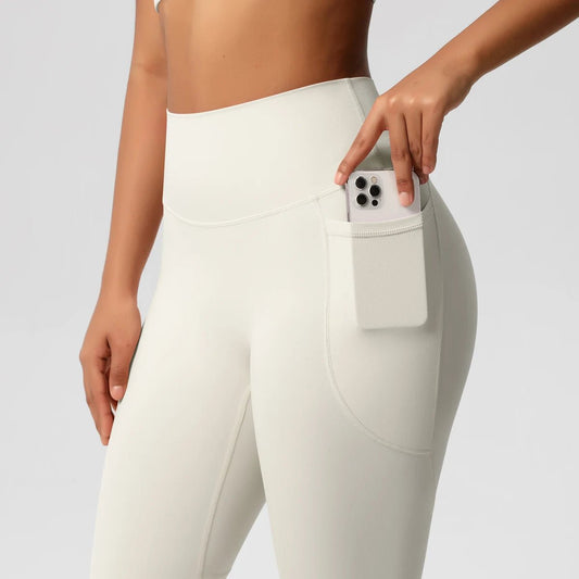 High Waist Women's Leggings Stretch Yoga Pants Tights With Pockets Push Up Fitness Running Sportswear Solid Color Pants - Mandotos International