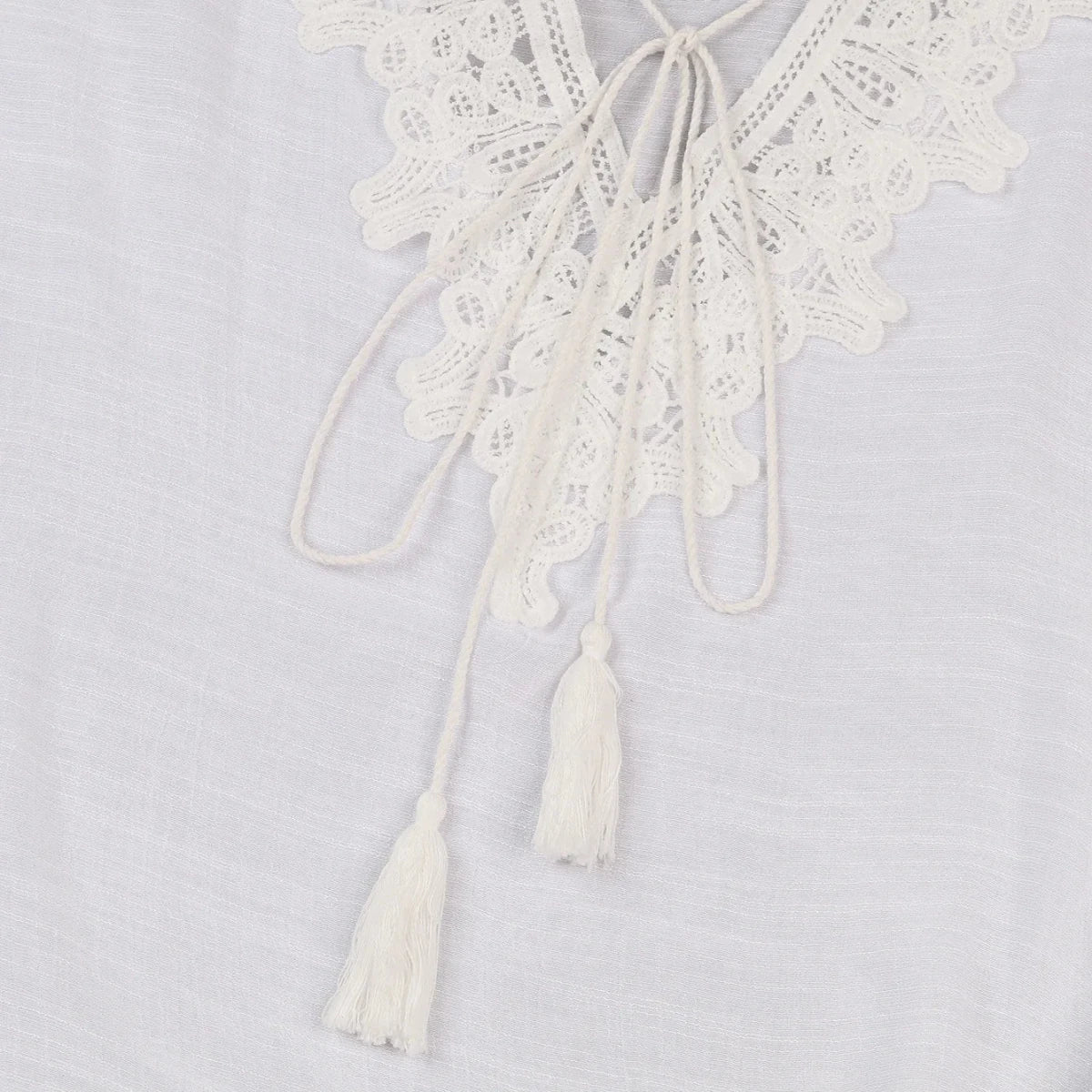 JSN9202262 2024 New Arrival Hot Selling Lace Bikini Cover up V Neck Solid Color High Quality Blouse for Girl - MANDOTOS INTERNATIONAL