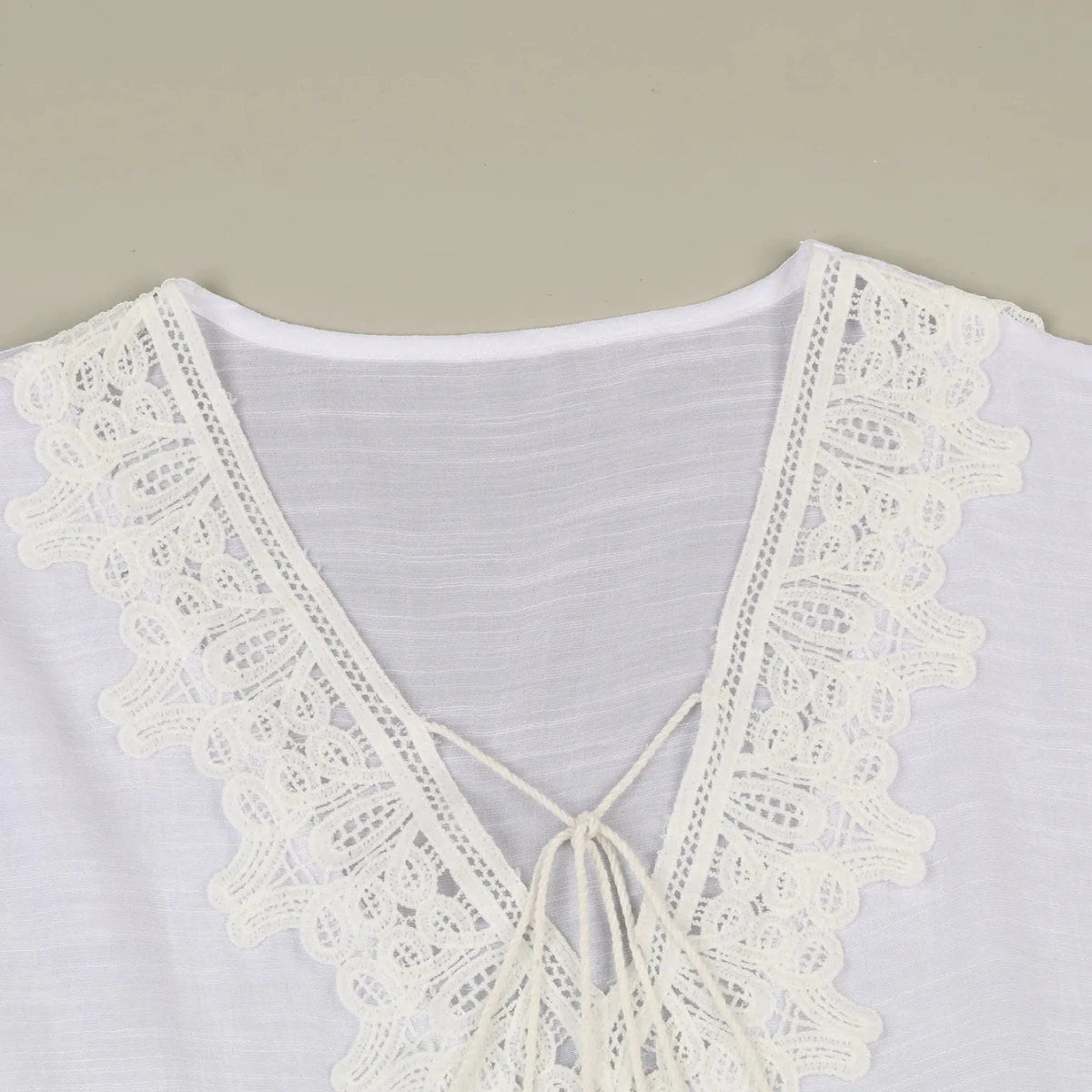 JSN9202262 2024 New Arrival Hot Selling Lace Bikini Cover up V Neck Solid Color High Quality Blouse for Girl - MANDOTOS INTERNATIONAL