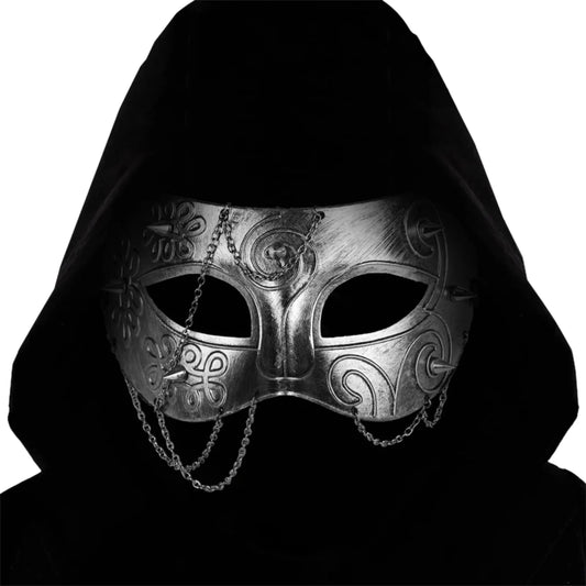 Mandotos International medieval knight armor half face mask for adults, perfect for masquerade costumes and costume accessories.